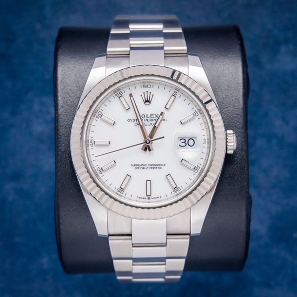 Rolex Datejust 41MM (126334) Steel & White Gold - Oyster Brac - White Index Dial - 2022 Card & Box (cl822)