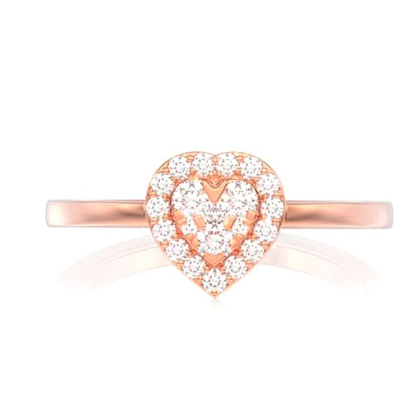 Mosaic Heart Diamond Ring 14k Solid Gold 0.25ctw