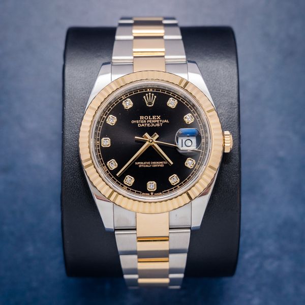 Sold - Rolex Datejust 41MM (126333) Steel & Yellow Gold - Black Diamond Dial - 2022 Card+WT (sw610)