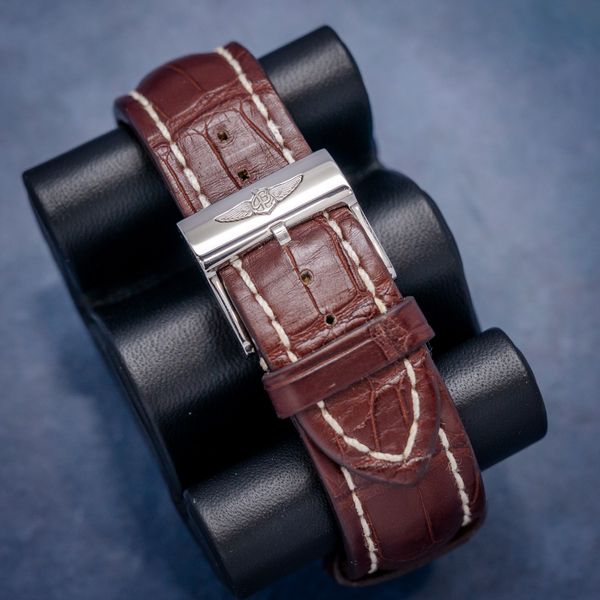 Breitling Transocean 43MM (A45310) - Day & Date - Steel - Black Dial Brown Leather Strap - Original Digi Card & Watch