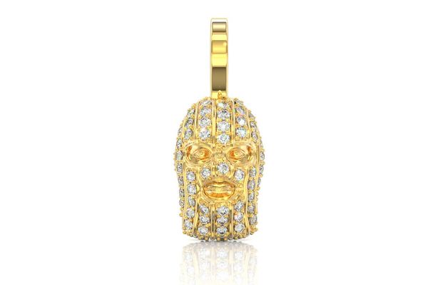 Ski Mask Diamond Pendant 14k Solid Gold 0.25ctw