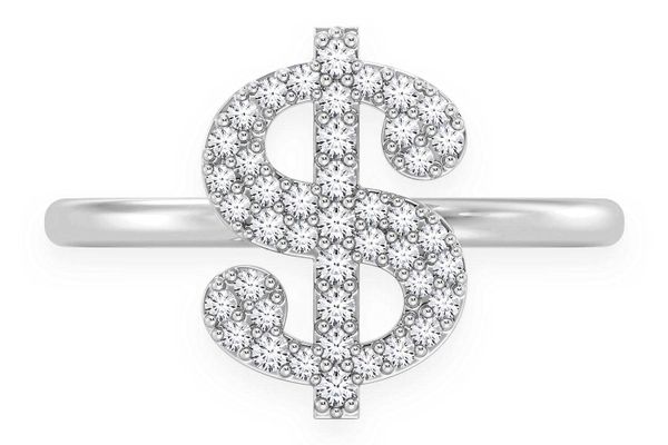 Dollar Sign Diamond Ring 14k Solid Gold 0.21ctw 