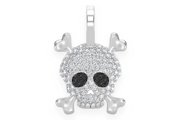 Skull Crossbones Diamond Pendant 14k Solid Gold 0.45ctw