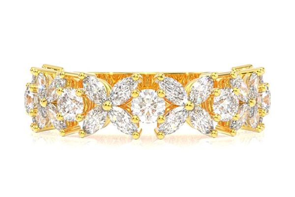 1.00ctw Marquise Diamond Round Flower Band Ring 14k Solid Gold