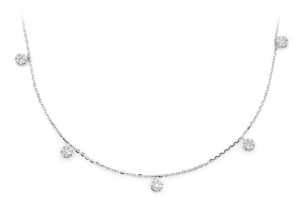 Dangling Diamond Disc Station Necklace 14k Solid Gold 0.20ctw 