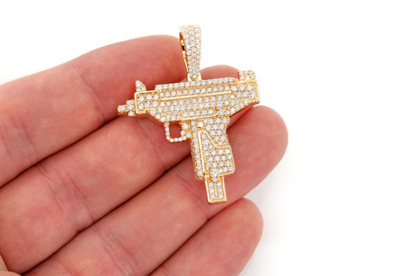 Uzi Diamond Pendant 14k Solid Gold 2.25ctw