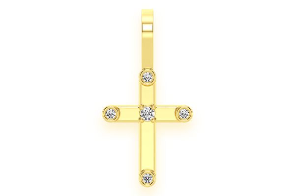 5 Diamond Cross Pendant 14k Solid Gold 