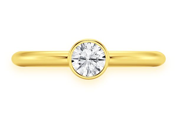 Solitaire Bezel Set Diamond Ring 14k Solid Gold 0.25ctw