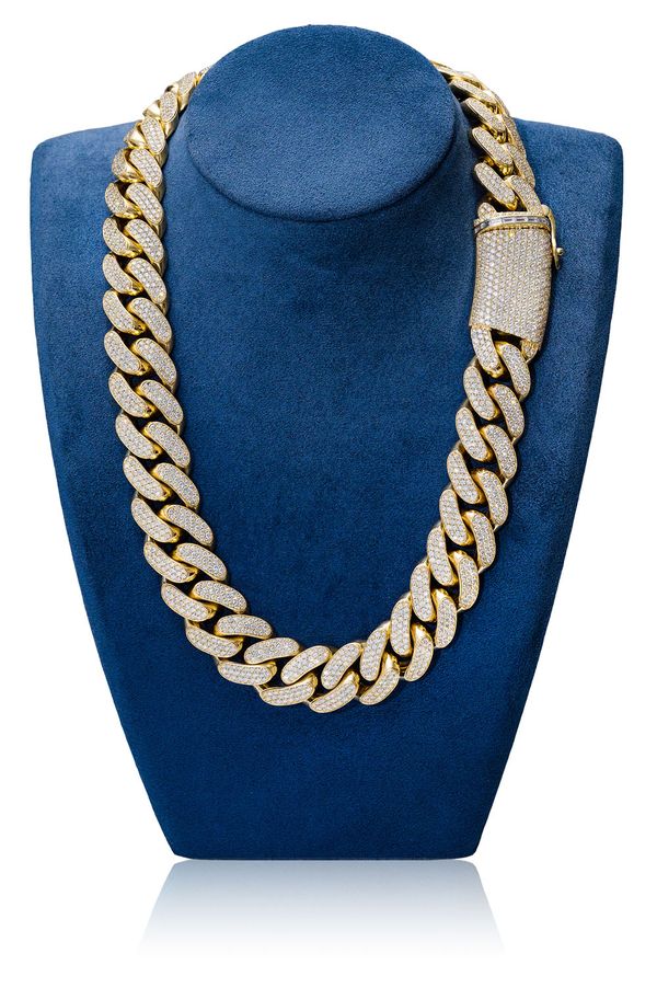 24MM Miami Cuban Link Diamond Necklace 14k Solid Gold 71.75ctw