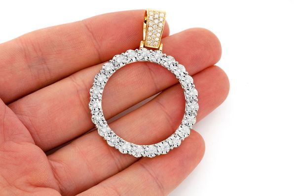 Miracle Set Picture Memory Diamond Pendant 14k Solid Gold 1.15ctw