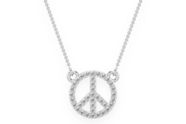 Peace Sign Diamond Necklace Connected 14k Solid Gold 0.15ctw