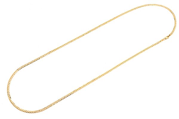 2.5MM Flat Curb Link 14k Solid Gold Chain