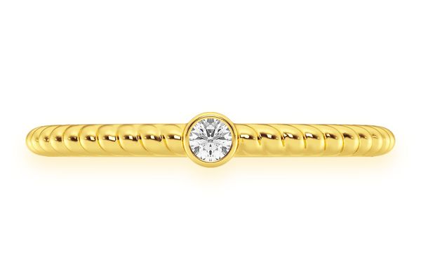  Round Bezel Rope Diamond Ring 14k Solid Gold 0.05ctw