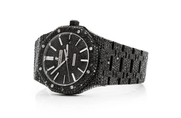 Audemars Piguet Royal Oak 41MM Steel - Fully Iced Out Blacked Out Diamonds