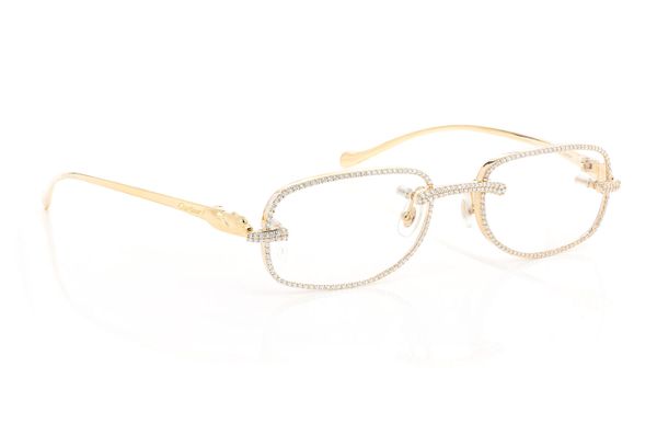 Cartier Glasses Iced Out Diamond Rims - 2.90ctw - Yellow Gold