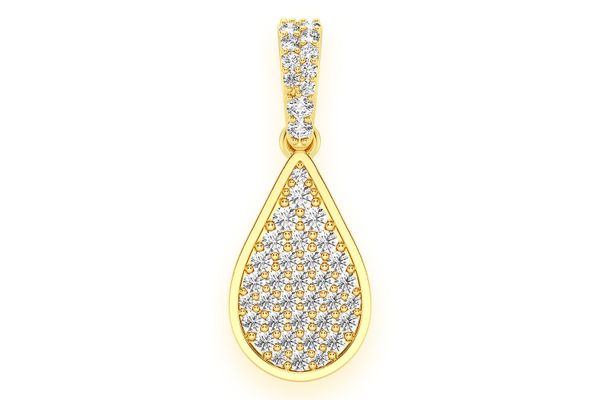 Water Drop Emoji Diamond Pendant 14k Solid Gold 0.33ctw