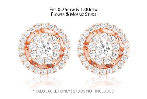 Flower & Mosaic Halo Diamond Earring Jacket 14k Solid Gold 0.50ctw