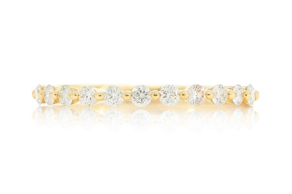 Pinched Diamond Stackable Diamond Band 14k Solid Gold 0.25ctw