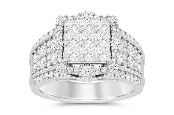【King Ice】Baguette-Cut CLUSTER リング 2色 Icebox - 2.75ctw Square Cluster - Diamond Engagement Ring