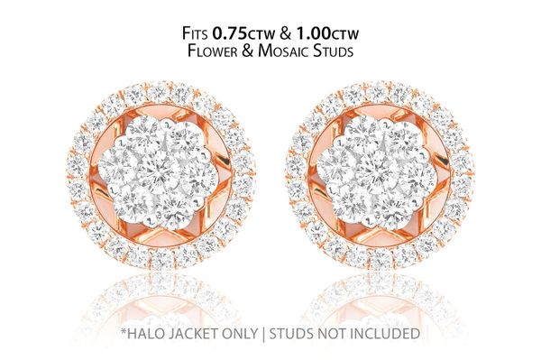 Flower & Mosaic Halo Diamond Earring Jacket 14k Solid Gold 0.50ctw