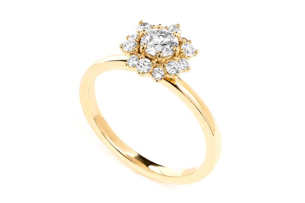 0.70ctw Halo Flower Bezel Diamond Engagement Ring 14k Solid Gold - All Natural