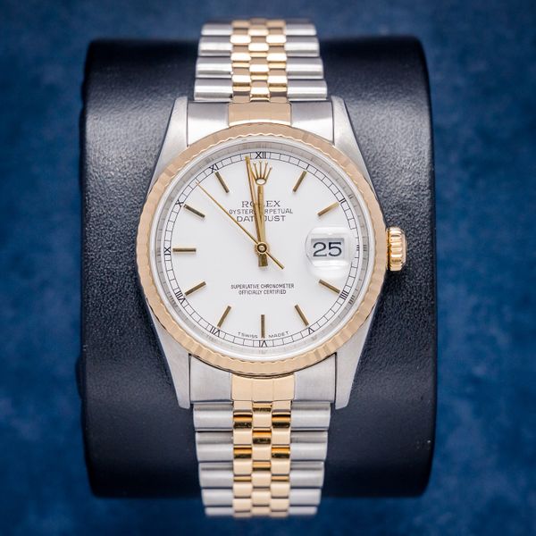 Rolex Datejust 36MM (16233) Steel & Yellow Gold - Jubilee Bracelet - White Index Dial - Watch & Box - (sw815)
