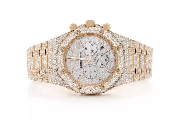 Audemars Piguet Royal Oak 18k Yellow Gold - 25.25ctw Fully Iced Out