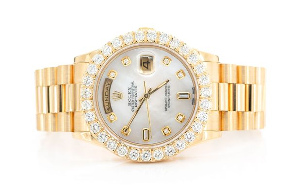 Rolex Day Date 36MM 18k Yellow Gold (18038) - 3.75ctw Diamond Bezel