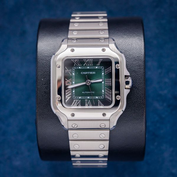 - Cartier Santos Medium 35MM (wssa0061) Green Dial - Watch & Box (sw227)