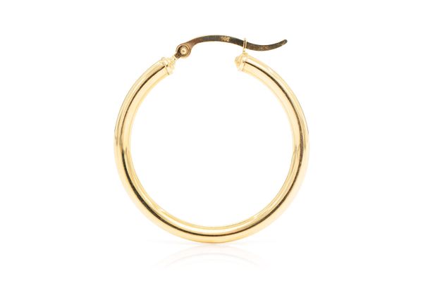 3MM Hoop Earrings 14k Solid Gold Medium