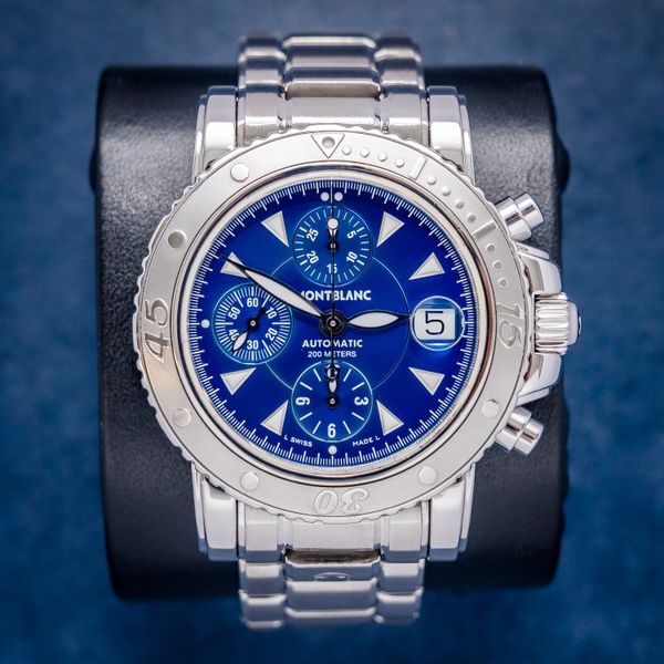 Montblanc 7034 200m Sport Chronograph Blue Dial 41MM Automatic Serial Pl390611 (sw840)
