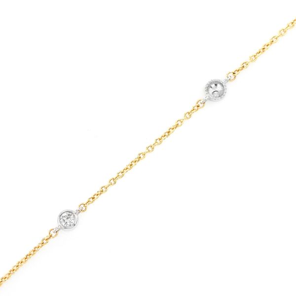 Bead Bezel Diamond Station Bracelet 14k Solid Gold 0.10ctw 