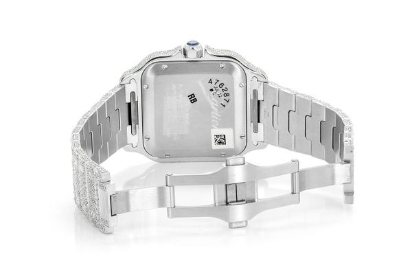 Cartier Santos De Cartier Steel 40MM (4072) - 20.50ctw Fully Iced Out