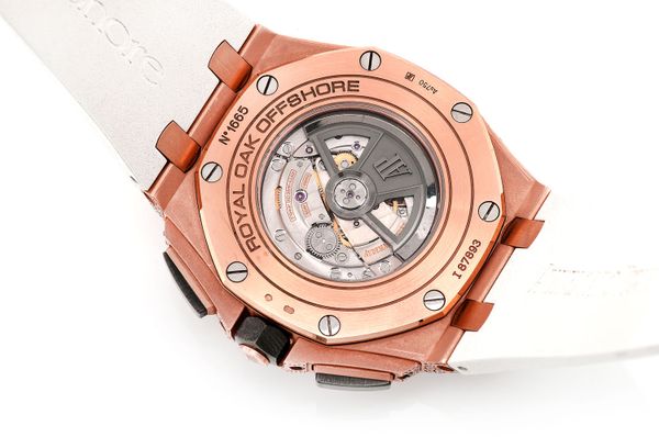 Audemars Piguet Royal Oak Offshore 44MM Rose Gold - Fully Iced Out White Rubber Strap