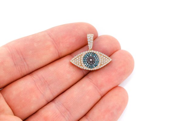 Icebox - Evil Eye Diamond Pendant 14k Solid Gold 0.85ctw
