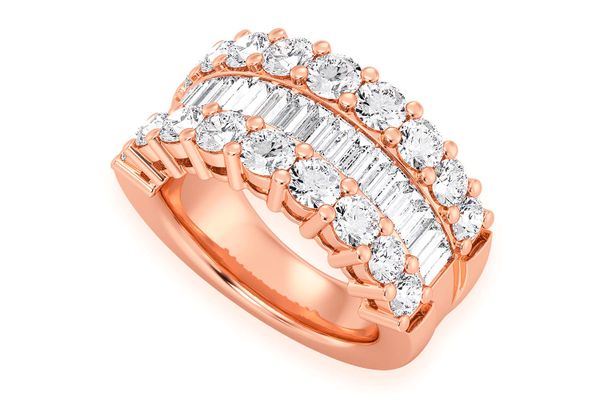 Round & Baguette Diamond Band 14k Solid Gold 4.40ctw