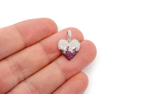 Heart On Fire Ruby & Diamond Pendant 14k Solid Gold 0.75ctw