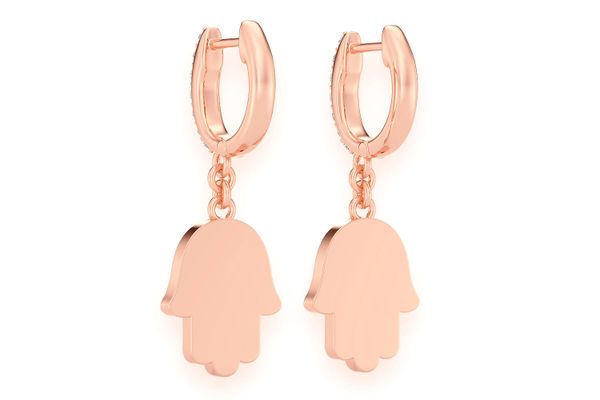 Hamsa Dangling Diamond Earrings 14k Solid Gold 0.50ctw