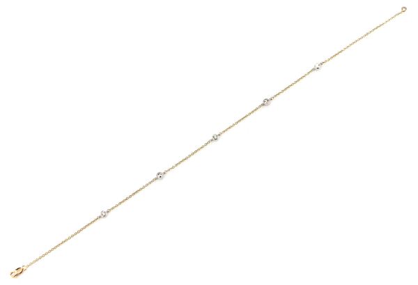 Bead Bezel Diamond Station Bracelet 14k Solid Gold 0.10ctw 