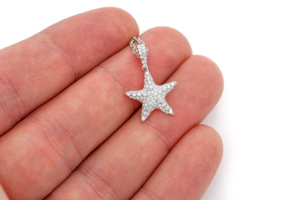 Starfish Diamond Pendant 14k Solid Gold 0.50ctw