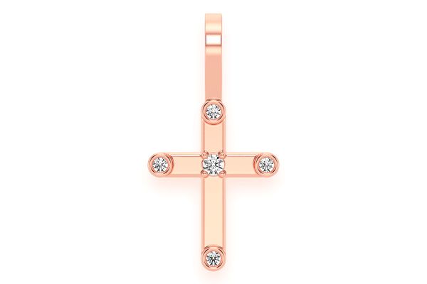 5 Diamond Cross Pendant 14k Solid Gold 