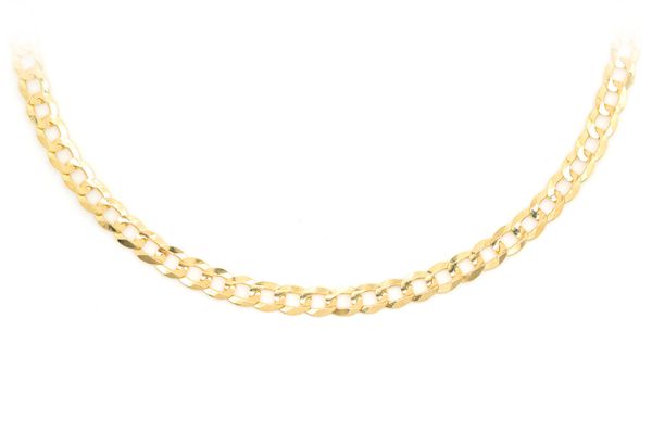 3MM Flat Curb Link 14k Solid Gold Chain