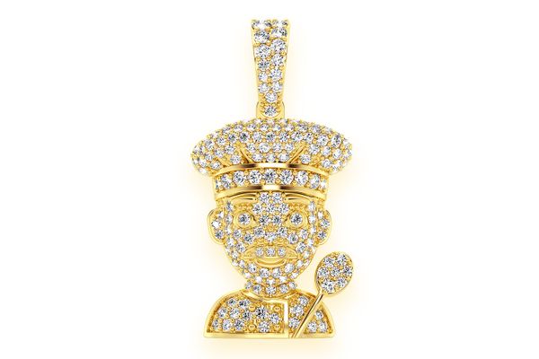 Chef Diamond Pendant 14k Solid Gold 0.85ctw