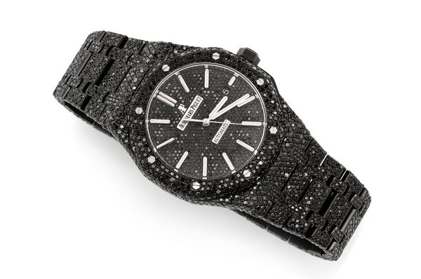 Audemars Piguet Royal Oak 41MM Steel - Fully Iced Out Blacked Out Diamonds