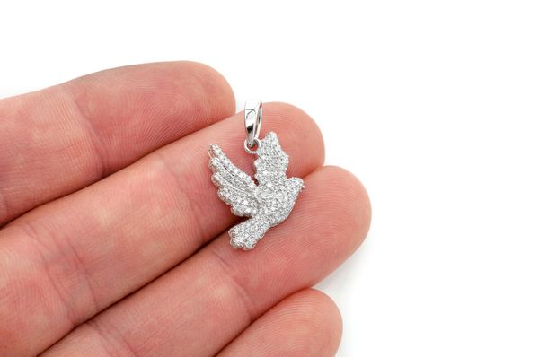 Dove Diamond Pendant 14k Solid Gold 0.60ctw