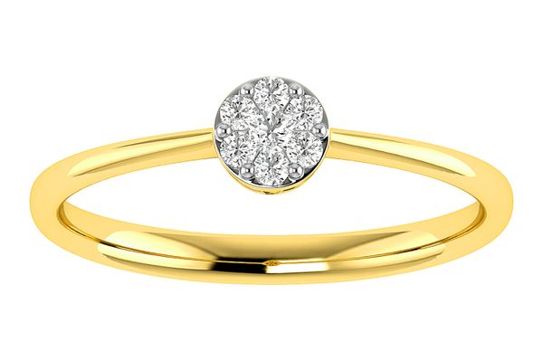 Round Cluster Diamond Ring 14k Solid Gold 0.10ctw