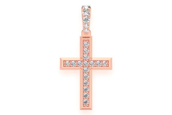 Angled Cross Diamond Pendant 14k Solid Gold 0.33ctw