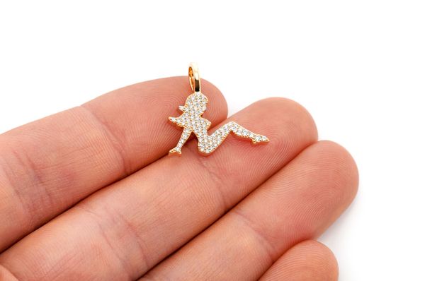 Mudflap Girl Diamond Pendant 14k Solid Gold 0.25ctw