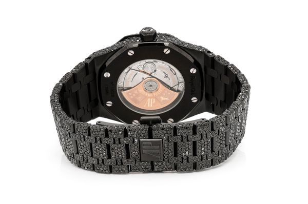 Audemars Piguet Royal Oak 41MM Steel - Fully Iced Out Blacked Out Diamonds