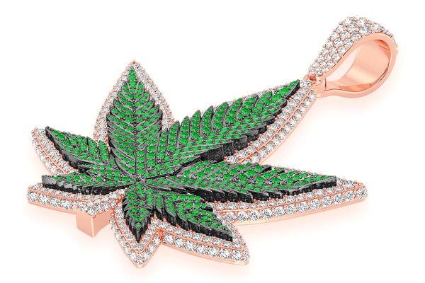 送料関税無料【King Ice】Emerald Cannabis Leaf Hanging ピアス Icebox - Cannabis Leaf Emerald & Diamond Pendant 14k Solid